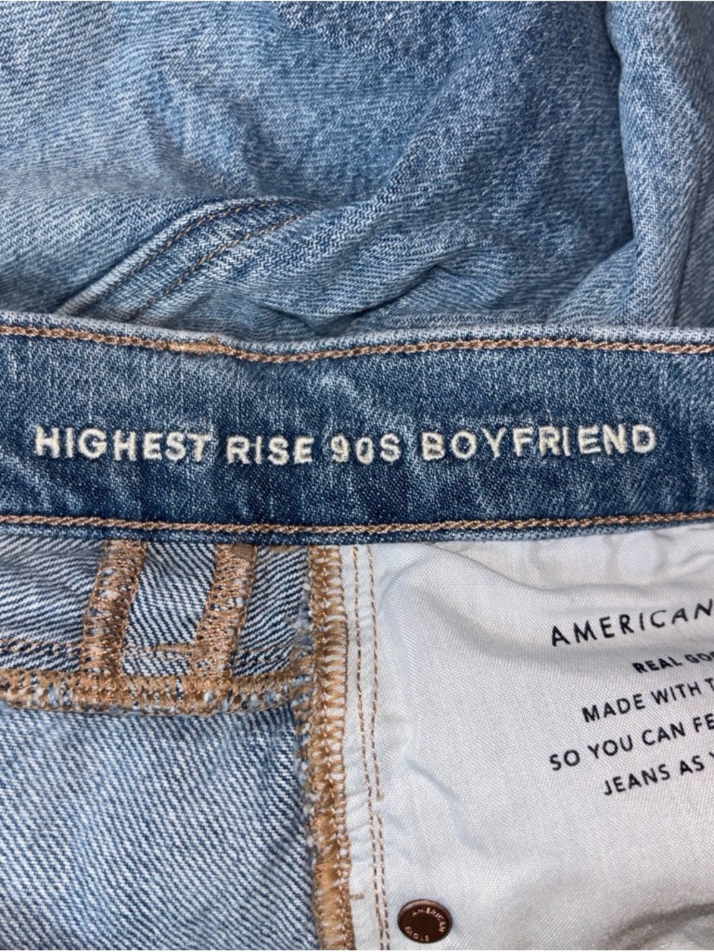 American Eagle Outfitters Light Blue Distressed Boyfriend Jeans - Picture 7 of 7
